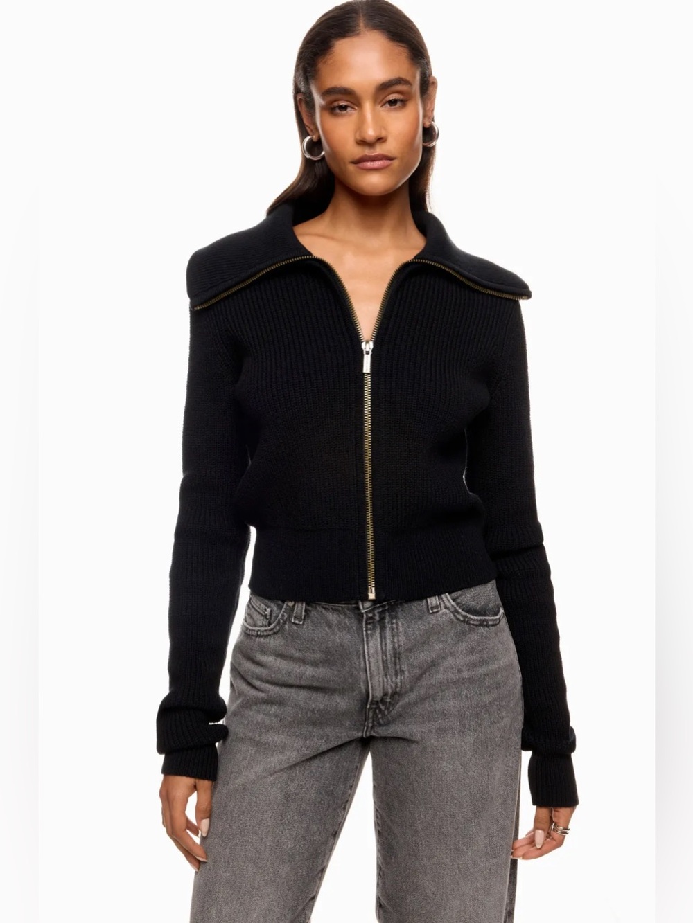 *Flawed RTR Michael Knor Black Collard Zip Up Cardigan (0529)